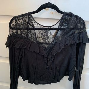 Black Lace Long Sleeve Top